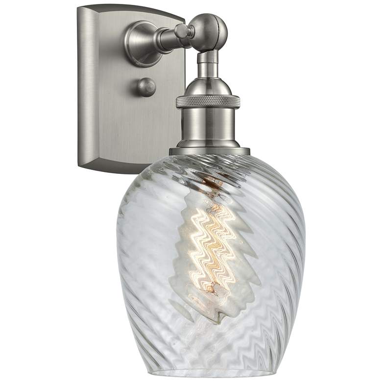 Image 1 Salina 5" LED Sconce - Nickel Finish - Clear Spiral Fluted Shade