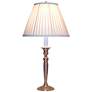 Salisbury Candlestick Pewter Table Lamp with Pleated Silk Shade