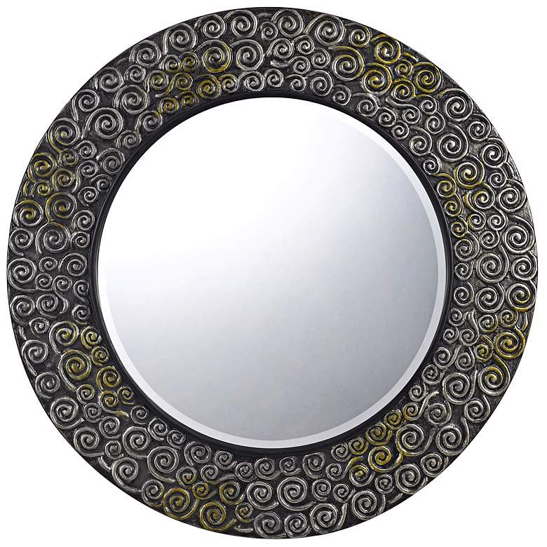 Image 1 Salisbury Round 32 inch Scroll Pattern Wall Mirror