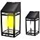 Salish 10 1/2"H Black LED Solar Lantern Wall Light