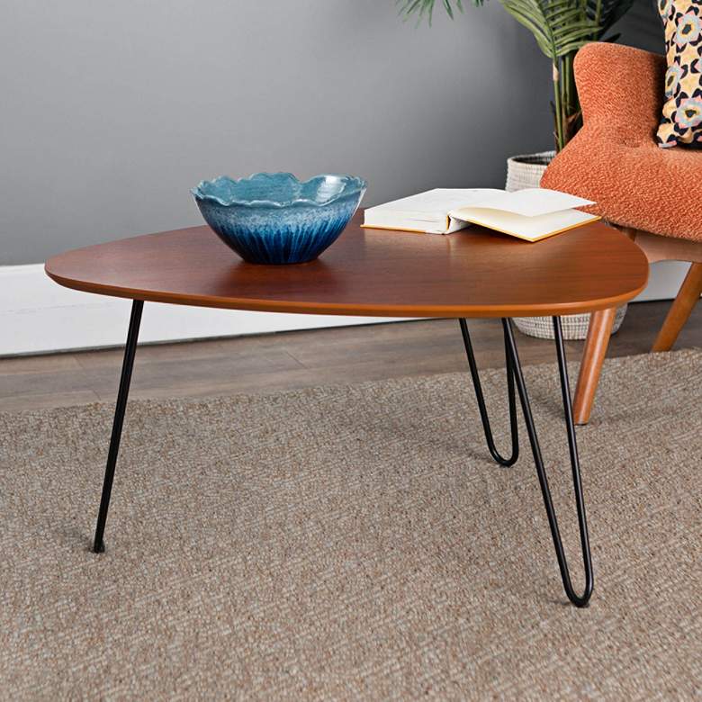 Image 1 Salish 32" Wide Walnut Wood Modern Coffee Table
