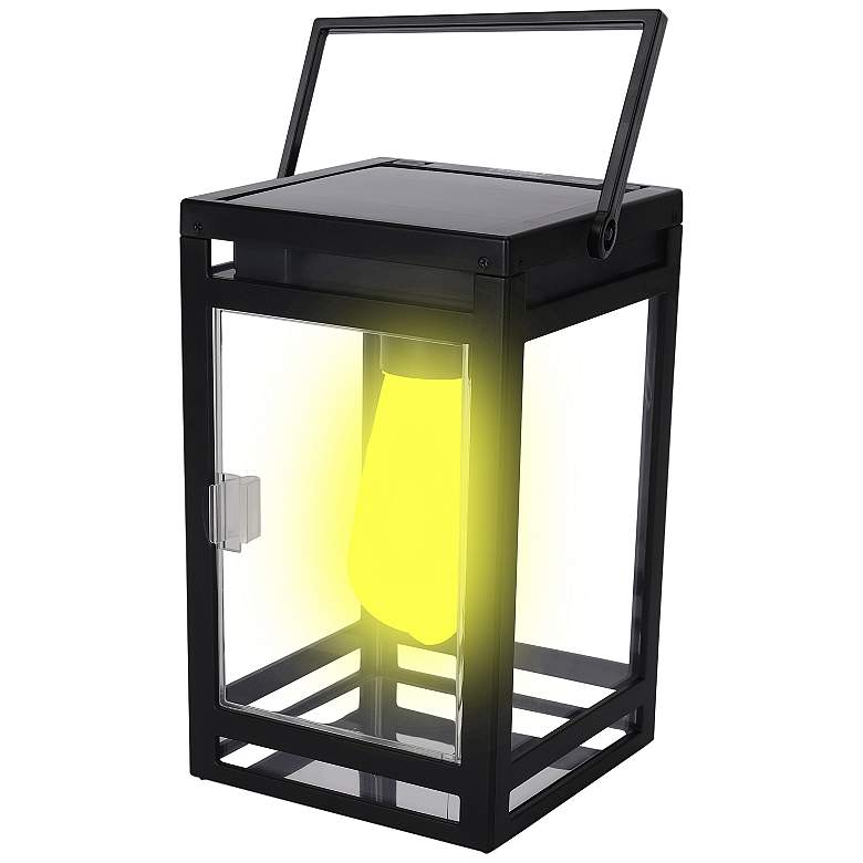 Image 2 Salish 7 3/4 inch High Black LED Solar Portable Lantern Light more views