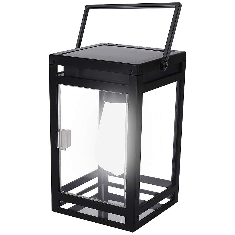 Image 3 Salish 7 3/4 inch High Black LED Solar Portable Lantern Light more views