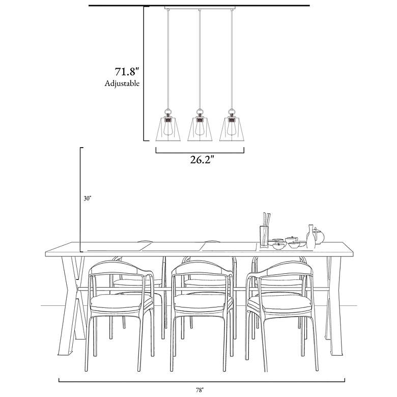 Image 7 Sallingboe 25" Wide Plating Brass 3-Light Linear Pendant more views
