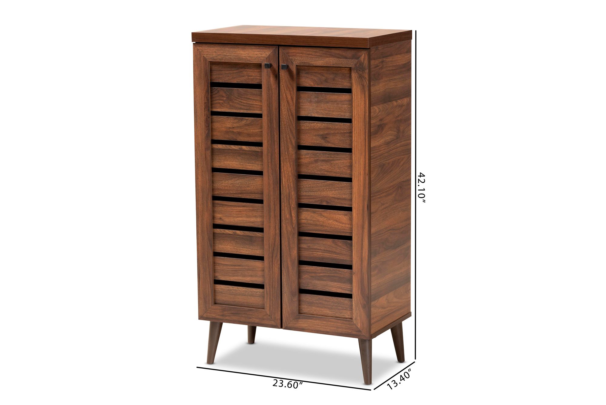 Salma 23 2/3"W Walnut Brown Wood 2-Door Shoe Storage Cabinet