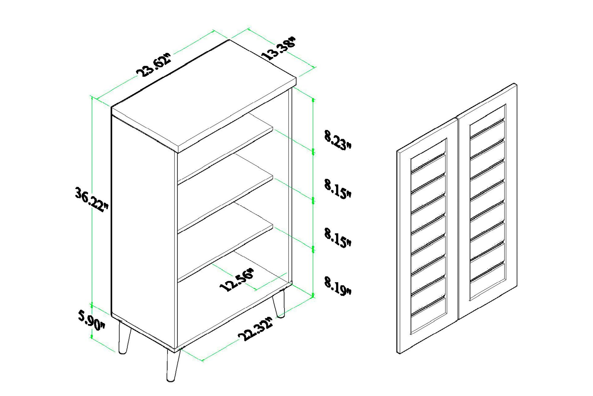 Salma 23 2/3"W Walnut Brown Wood 2-Door Shoe Storage Cabinet