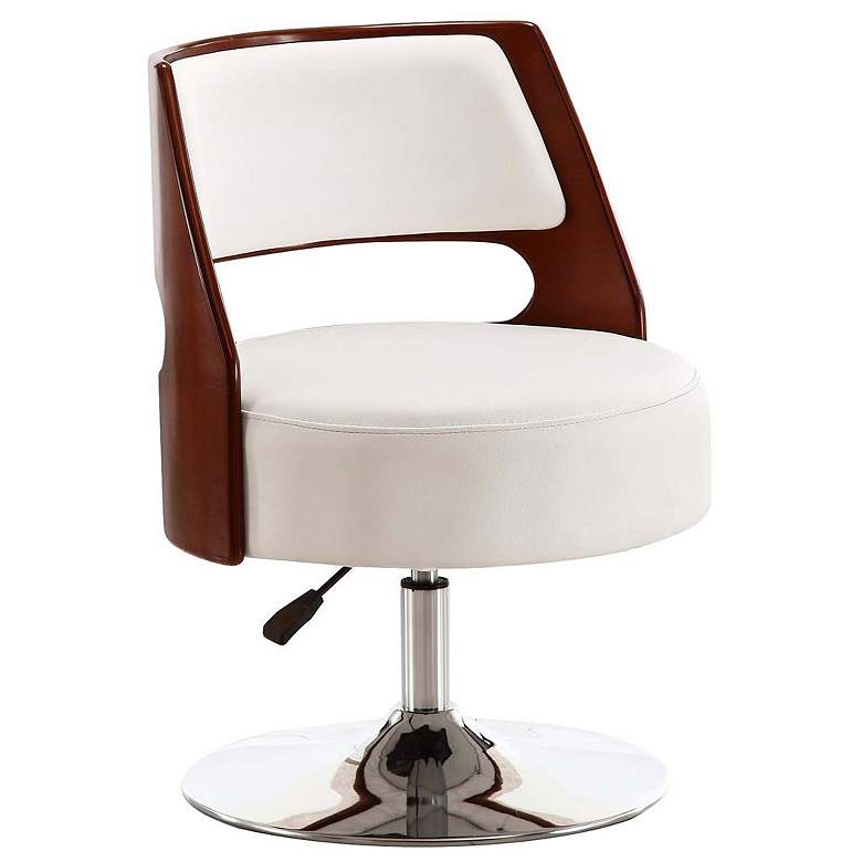 Image 1 Salon Adjustable Height Swivel Accent Chair in White and Polished Chrome