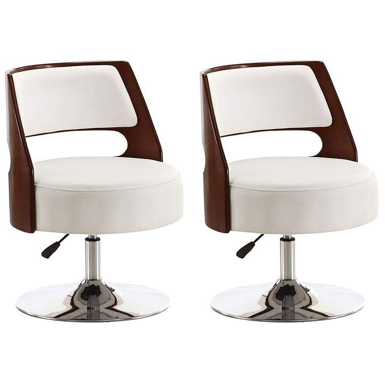 Image 1 Salon Adjustable Height Swivel Accent Chair in White Set of 2