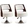 Salon Adjustable Height Swivel Accent Chair in White Set of 2