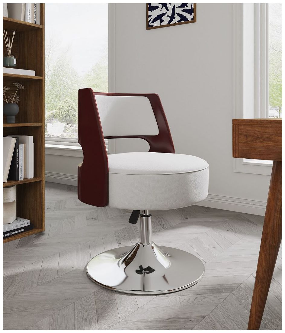 Image 2 Salon Adjustable Height Swivel Accent Chair in White Set of 2 more views