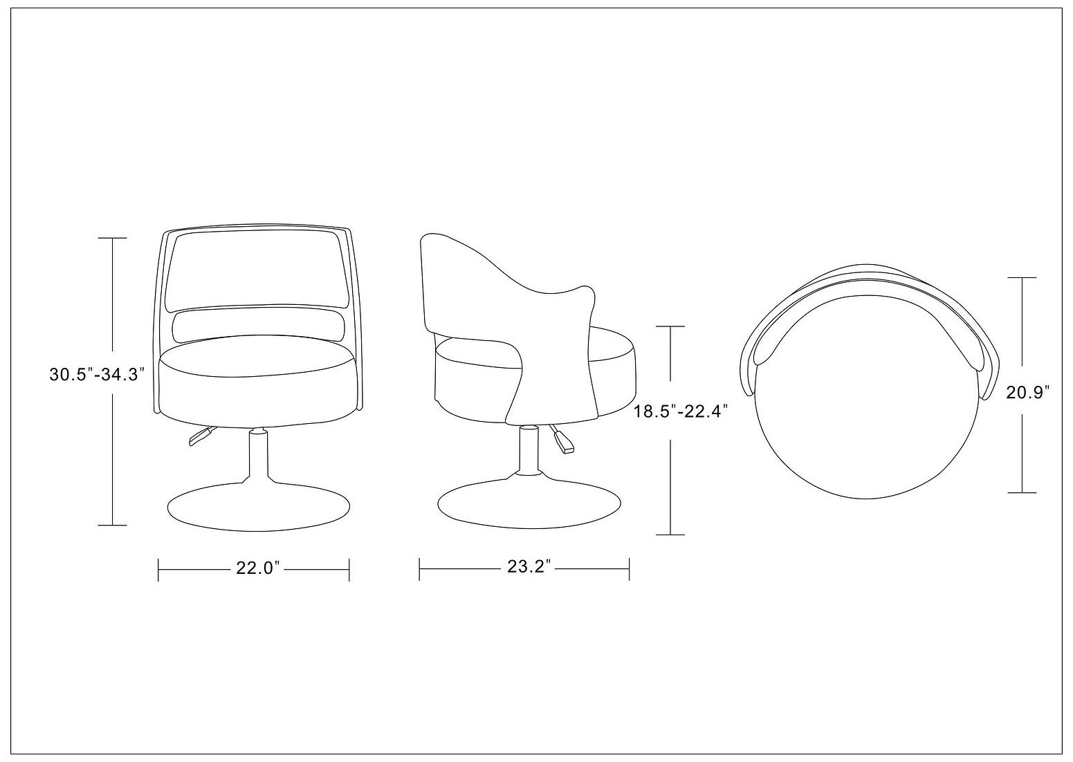 Image 3 Salon Adjustable Height Swivel Accent Chair in White Set of 2 more views
