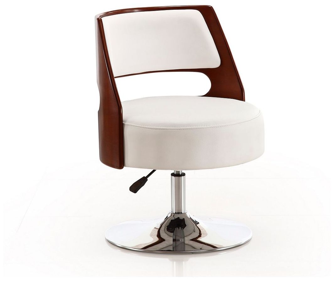 Image 4 Salon Adjustable Height Swivel Accent Chair in White Set of 2 more views