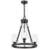Saloon 20" 3-Light Matte Black Chandelier w/ Clear Shade