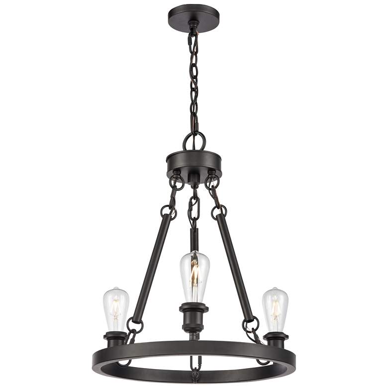 Image 1 Saloon 20" 3-Light Matte Black Chandelier