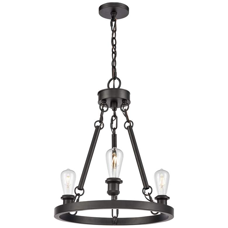 Image 1 Saloon 3-Light 20 inch Matte Black Finish LED Chandelier with
