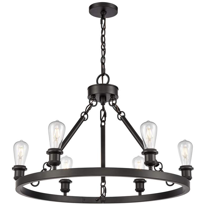 Image 1 Saloon 30" 6-Light Matte Black Chandelier