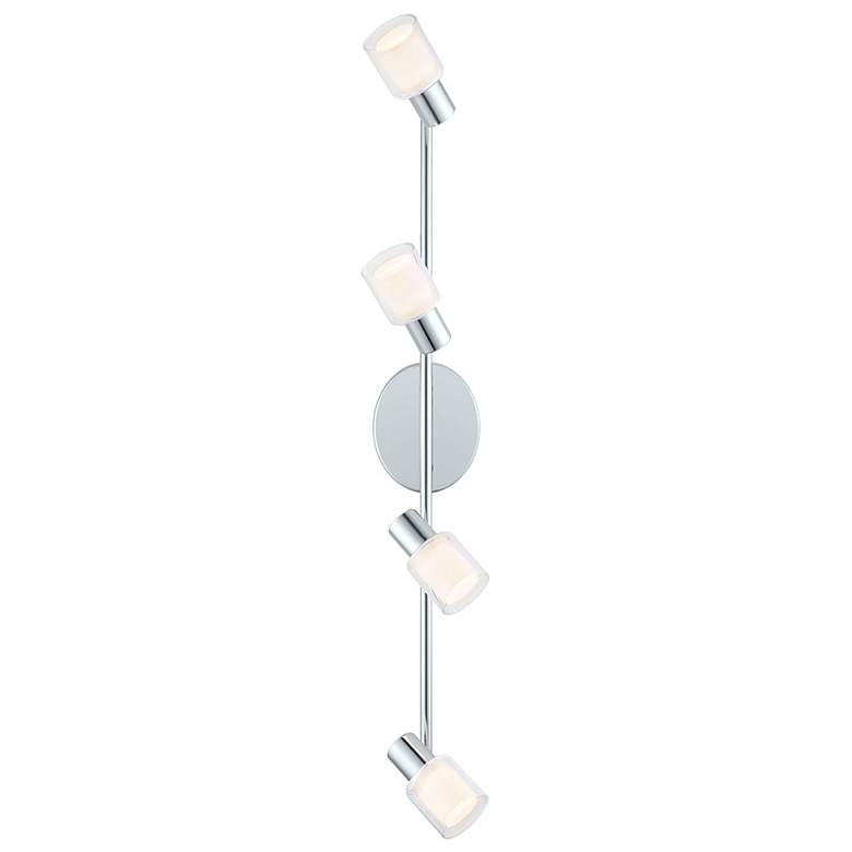 Image 1 Salti - 4-Light LED Track Light - Chrome Finish - Clear, White Glass Shade