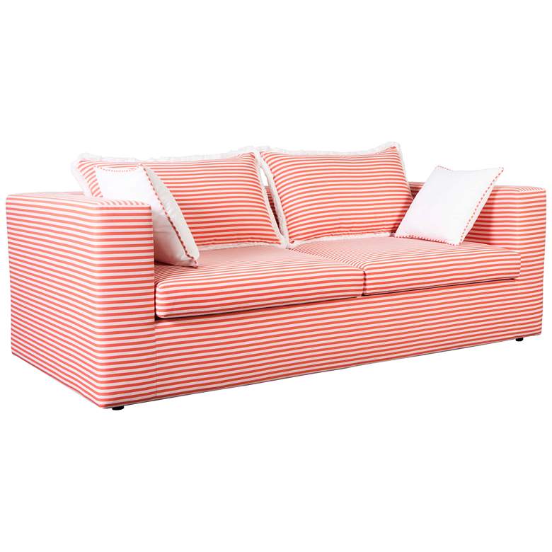 Image 1 Salty 84 1/4" Wide Coral Striped Outdoor Sofa