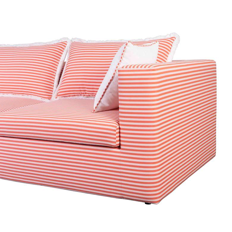 Image 2 Salty 84 1/4 inch Wide Coral Striped Outdoor Sofa more views