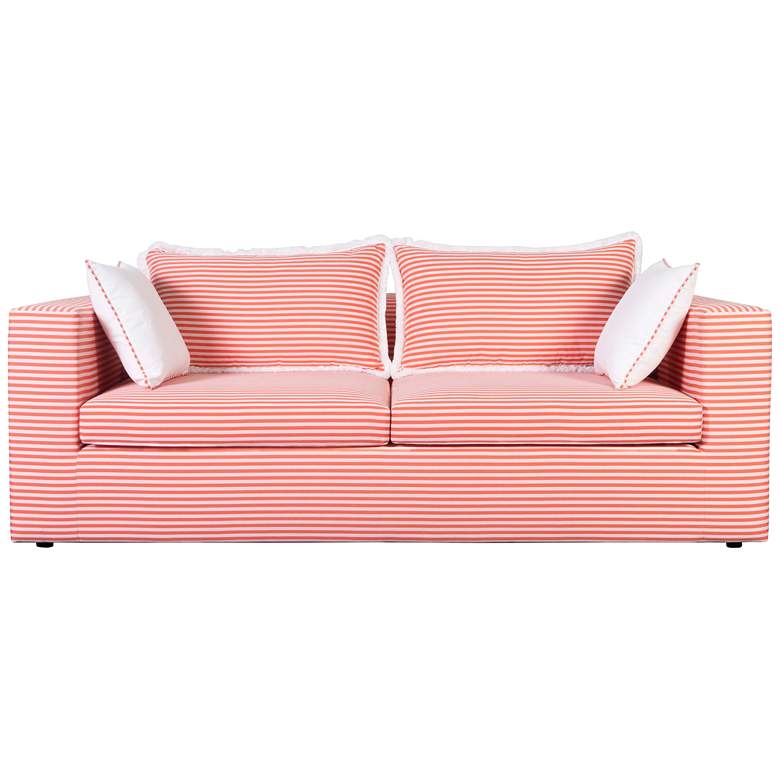 Image 3 Salty 84 1/4 inch Wide Coral Striped Outdoor Sofa more views