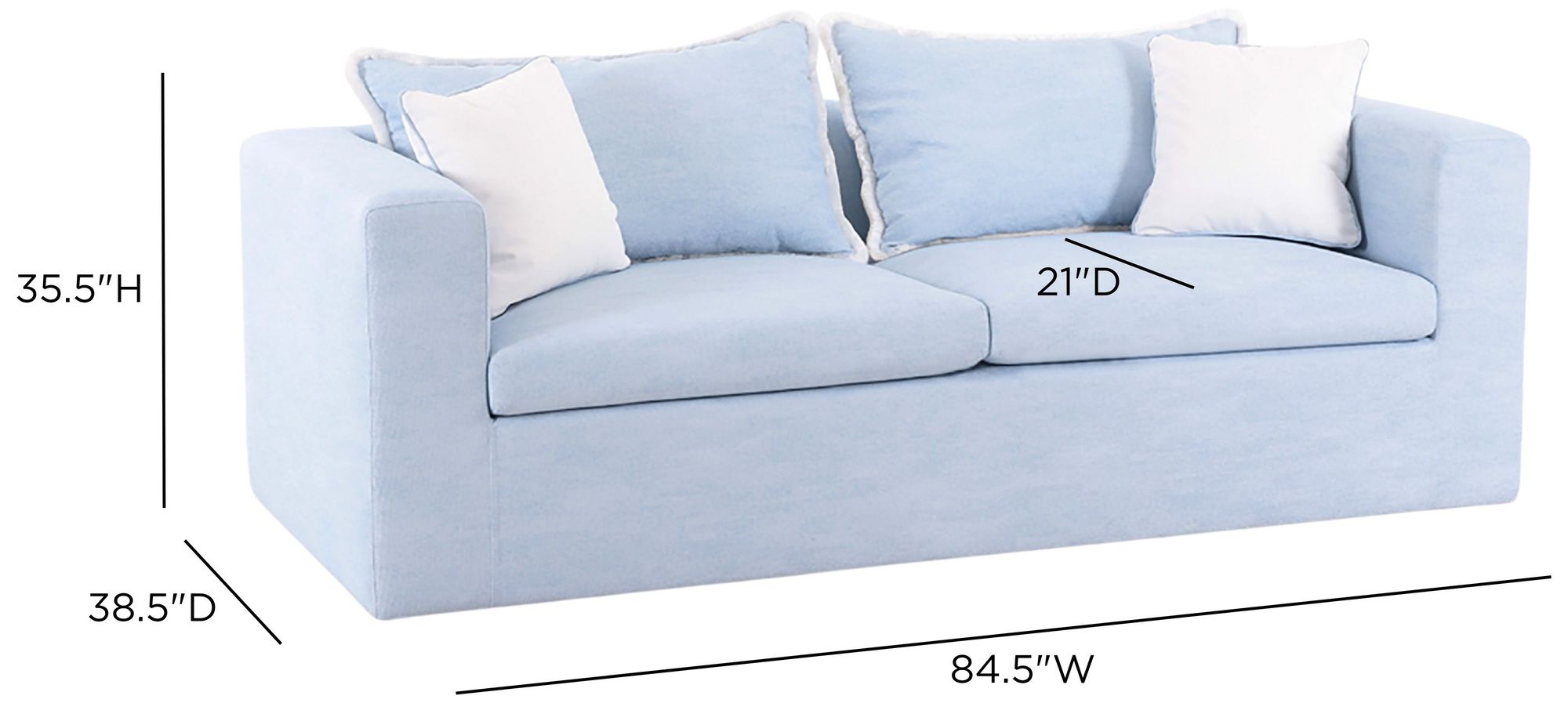 Image 5 Salty Light Blue Performance Petite Boucle Outdoor Sofa more views