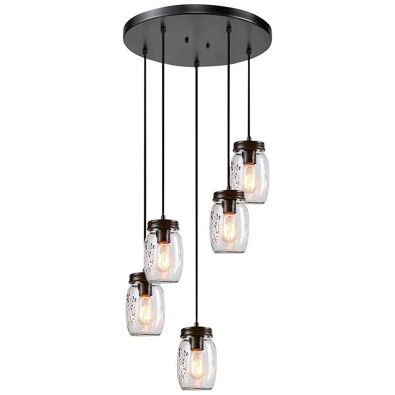 Image 1 Salvish 15" Wide Bronze 5-Light Chandelier