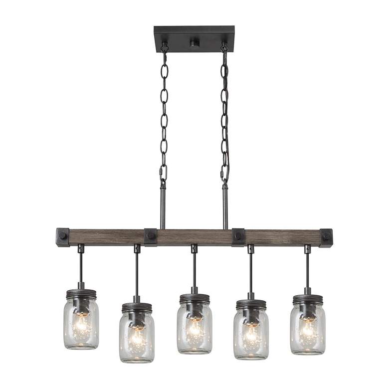 Image 5 Salvish 25 1/2"W Bronze Wood Grain 5-Light Island Chandelier more views