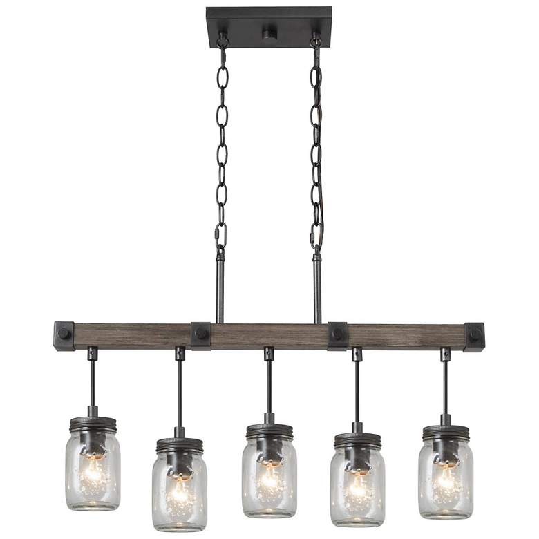 Image 7 Salvish 25 1/2"W Bronze Wood Grain 5-Light Island Chandelier more views