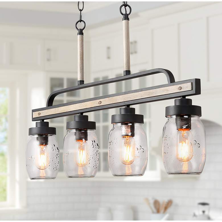 Image 1 Salvish 30" Wide Dark Gray 4-Light Island Chandelier
