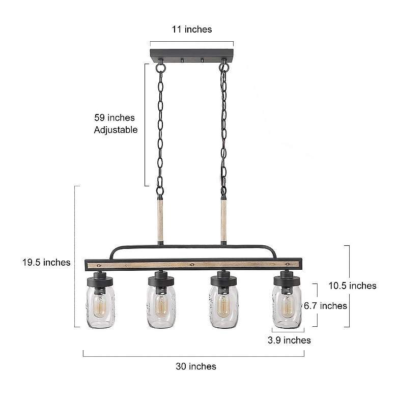 Image 7 Salvish 30 inch Wide Dark Gray 4-Light Island Chandelier more views