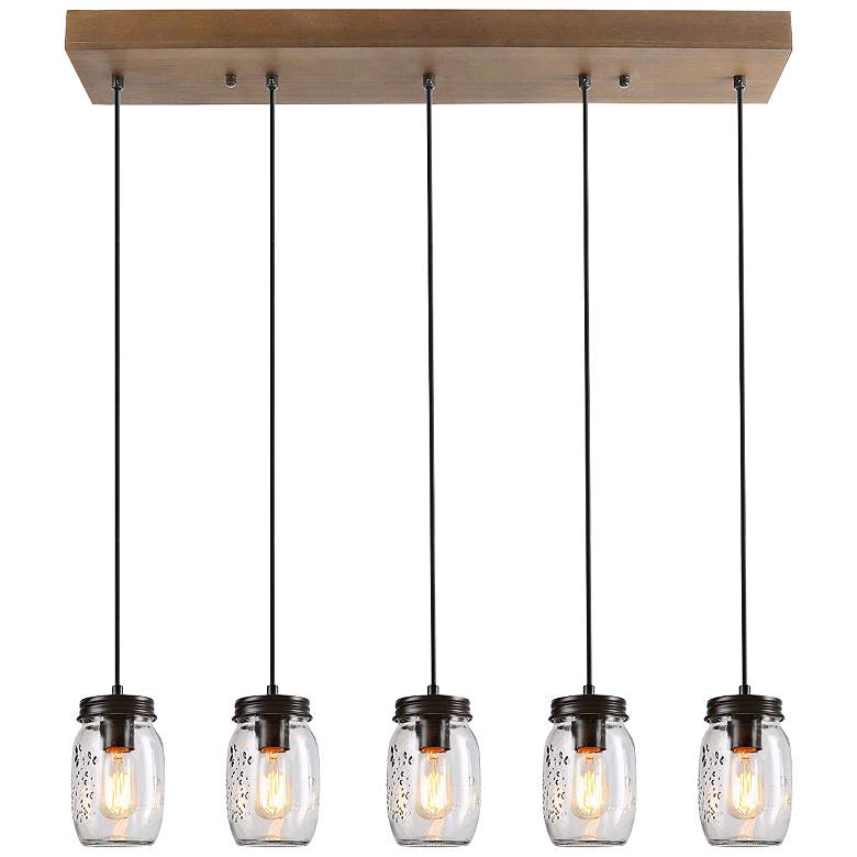 Image 2 Salvish 33" Wide Bronze 5-Light Multi Light Pendant
