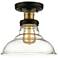 Salzburg 8" Wide Black and Antique Brass Ceiling Light