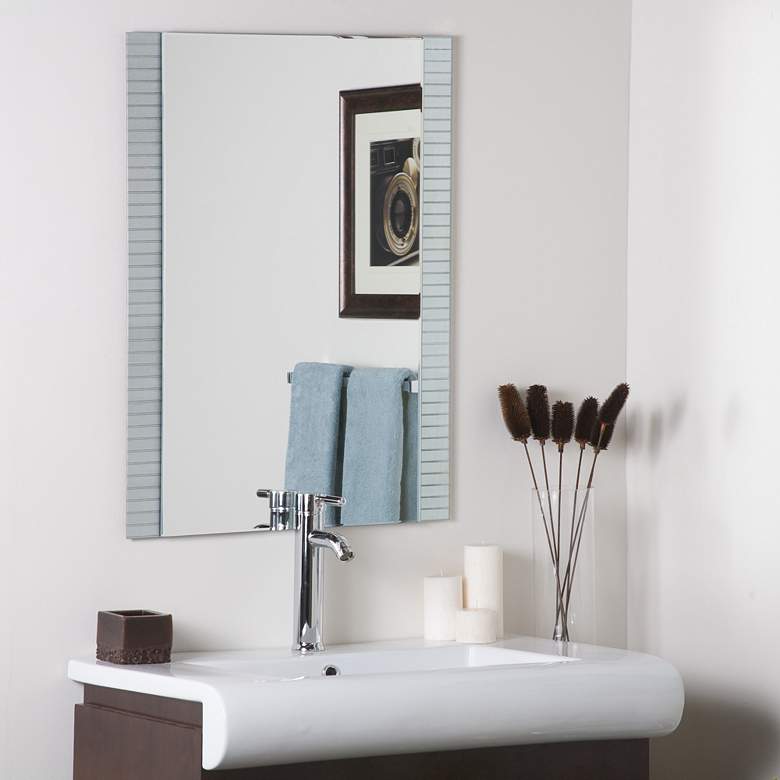 Image 1 Sam Horizontal Lines 23 1/2" x 31 1/2" Frameless Wall Mirror