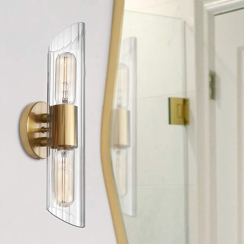 Image 1 Samantha 16" Wide Aged Brass Bath Light