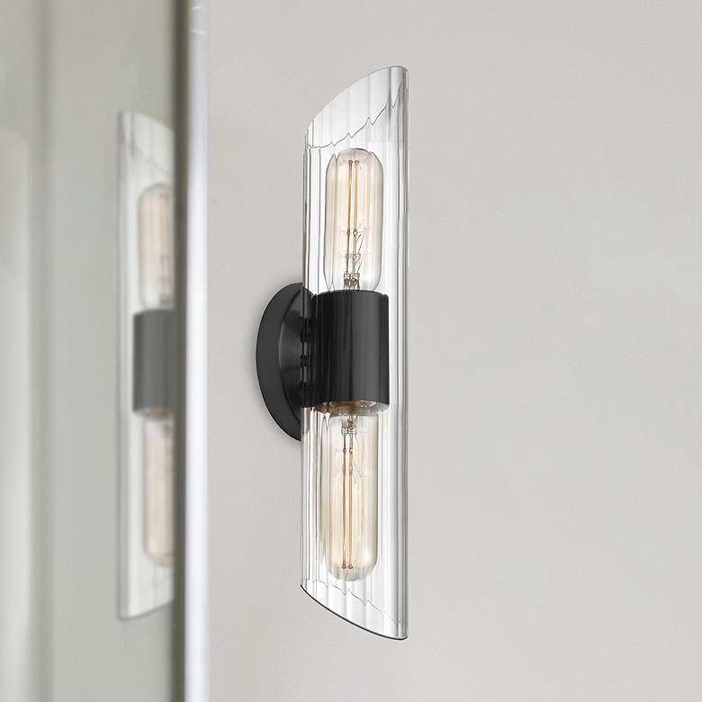 Image 1 Samantha 16" Wide Matte Black Bath Light