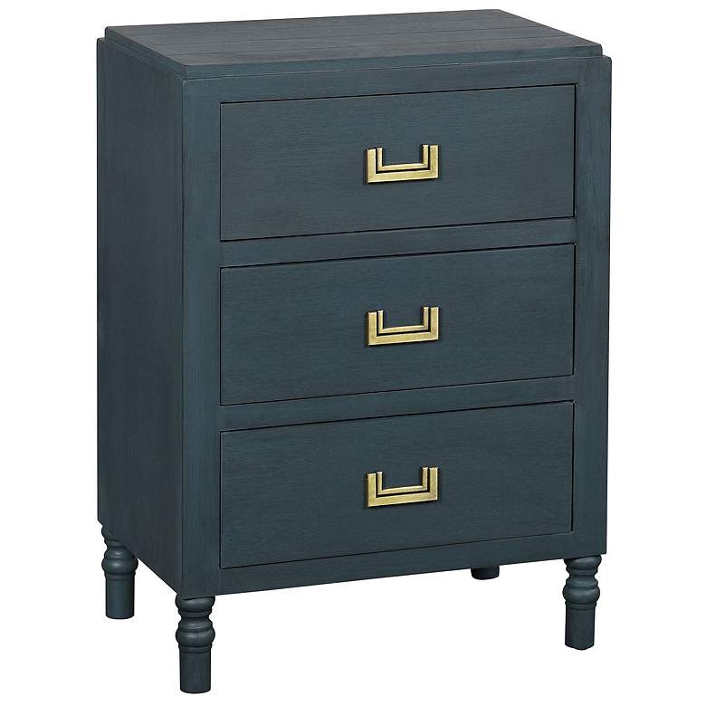 Image 1 Samantha 17 3/4" Wide Antique Navy 3-Drawer Nightstand