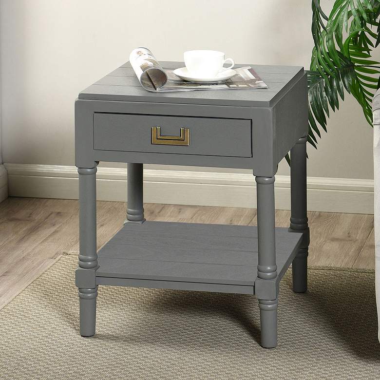 Image 1 Samantha 20" High 1 Drawer Carbon Gray Accent Table