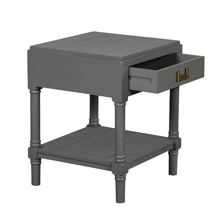 Image 4 Samantha 20" High 1 Drawer Carbon Gray Accent Table more views