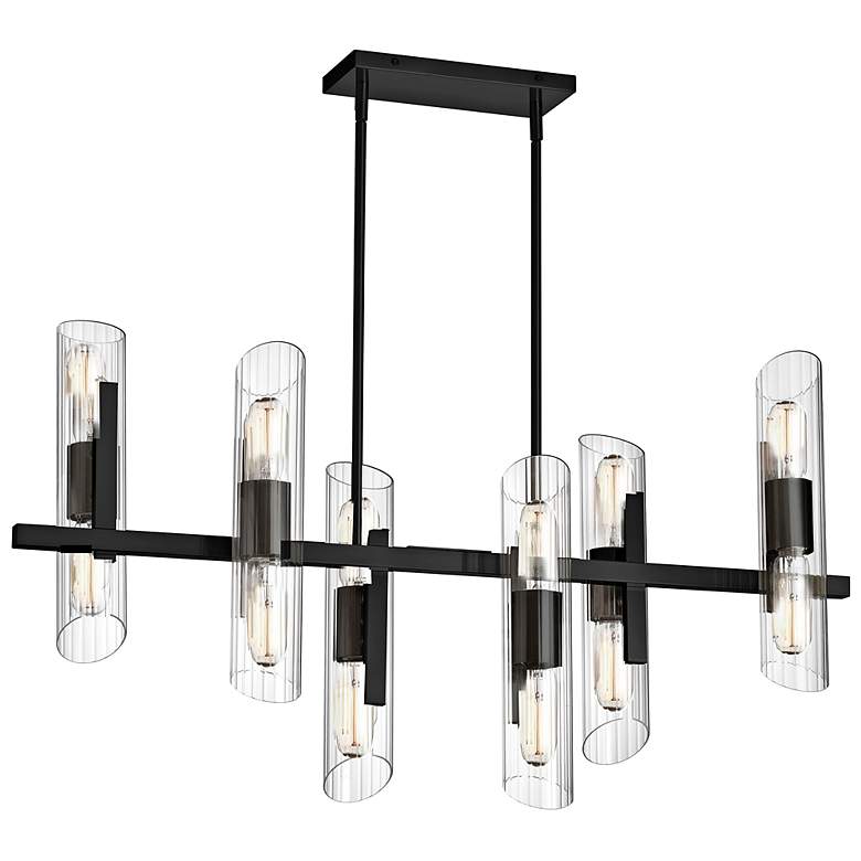 Image 2 Samantha 40" Wide Black 12-Light Linear Chandelier