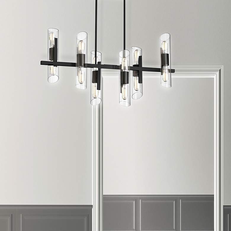 Image 3 Samantha 40" Wide Black 12-Light Linear Chandelier more views