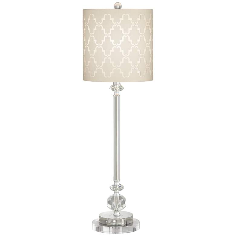 Image 1 Samantha Crystal Column Table Lamp With 7 inch Wide Round Riser