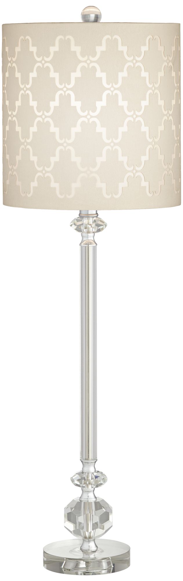 Samantha Crystal Column Table Lamp With 7" Wide Round Riser 378N0