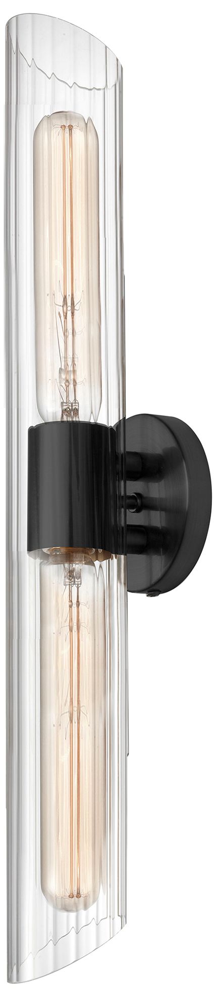 Image 2 Samantha Transitional 2 Light Matte Black Vanity w/ Clear Fluted Glass