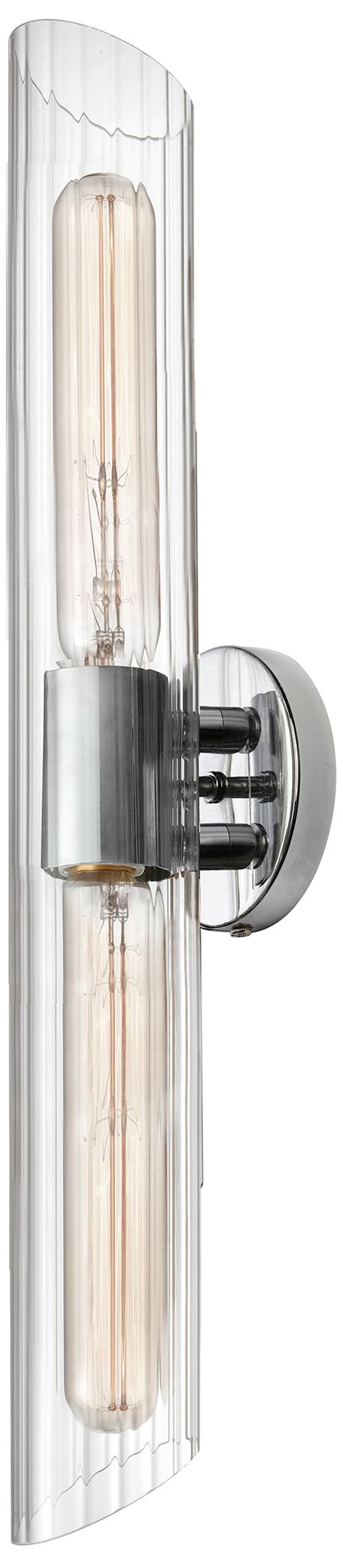 Samantha Transitional 2 Light Polished Chrome Vanity w/ Clear Fluted Glass