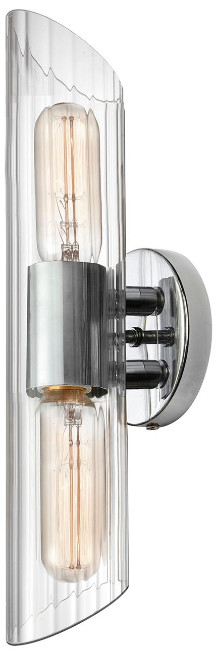 Image 2 Samantha Transitional 2 Light Polished Chrome Vanity w/ Clear Fluted Glass