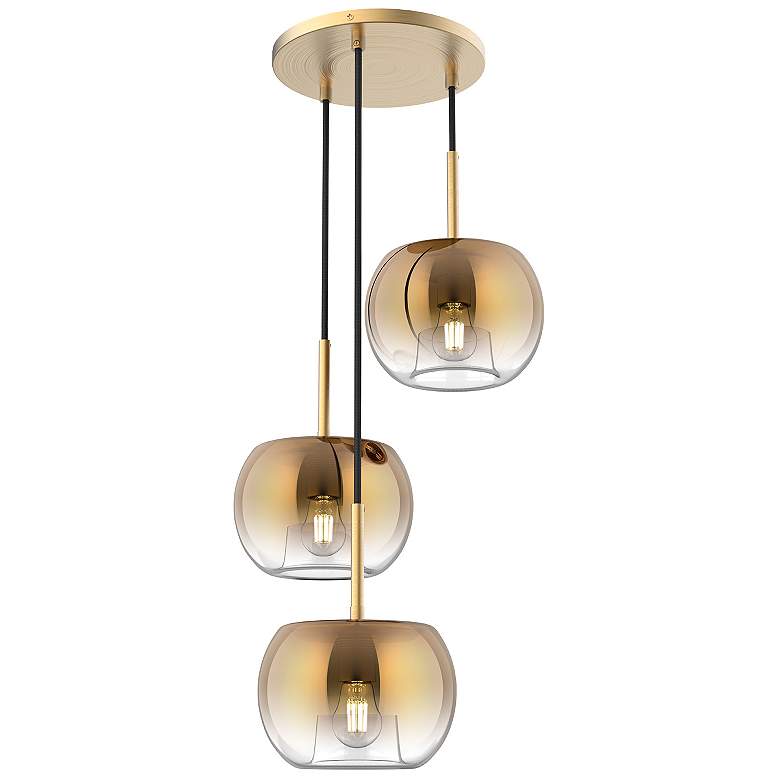 Image 1 Samar 14" Wide Brushed Gold 3-Light Pendant