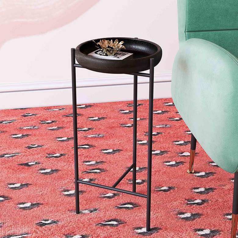 Image 1 Samara 10" Wide Matte Black Tripod Metal Side Table