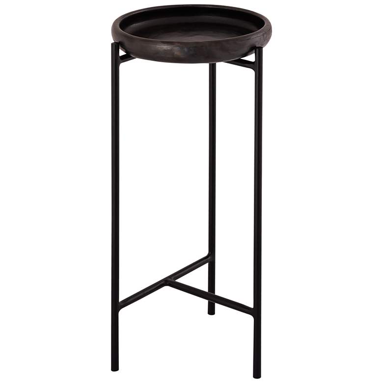 Image 5 Samara 10" Wide Matte Black Tripod Metal Side Table more views
