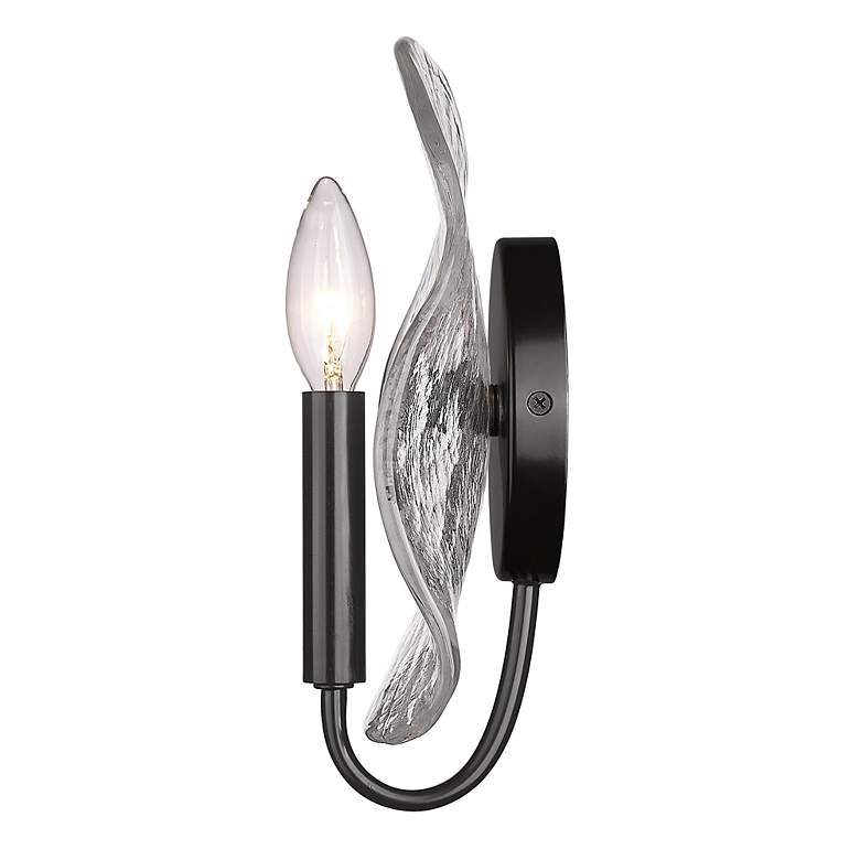 Image 3 Samara 7 3/4" Wide 1-Light Matte Black Wall Sconce With Hammered Glass more views