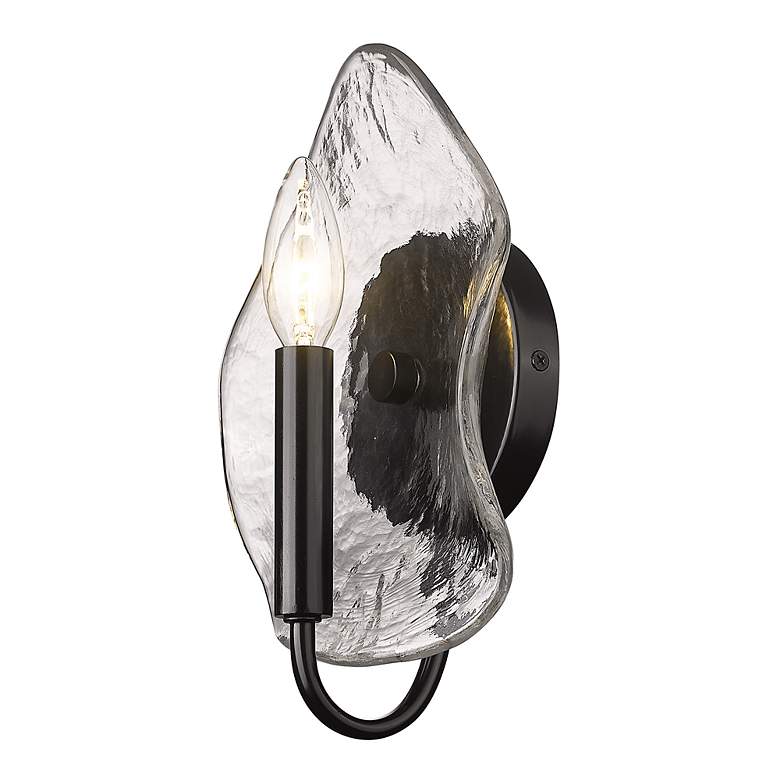 Image 4 Samara 7 3/4" Wide 1-Light Matte Black Wall Sconce With Hammered Glass more views